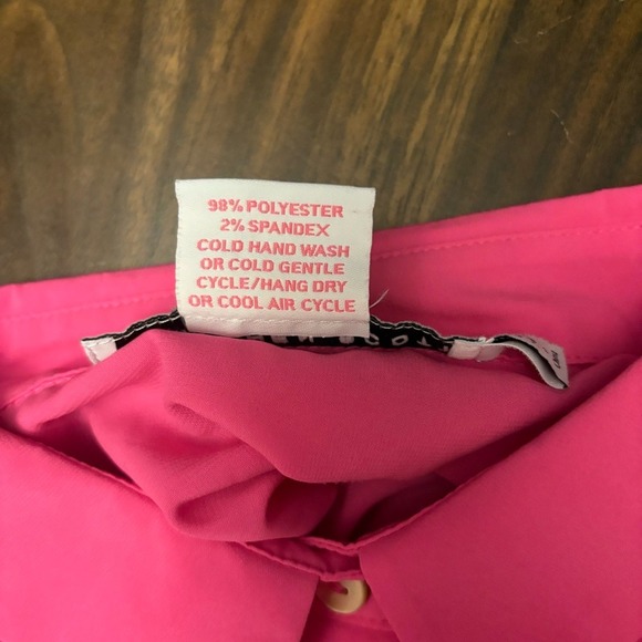 Gretchen Scott‎ Bright Hot Pink Button Down Shirt Ruffle Sleeve (Large) - Picture 8 of 8